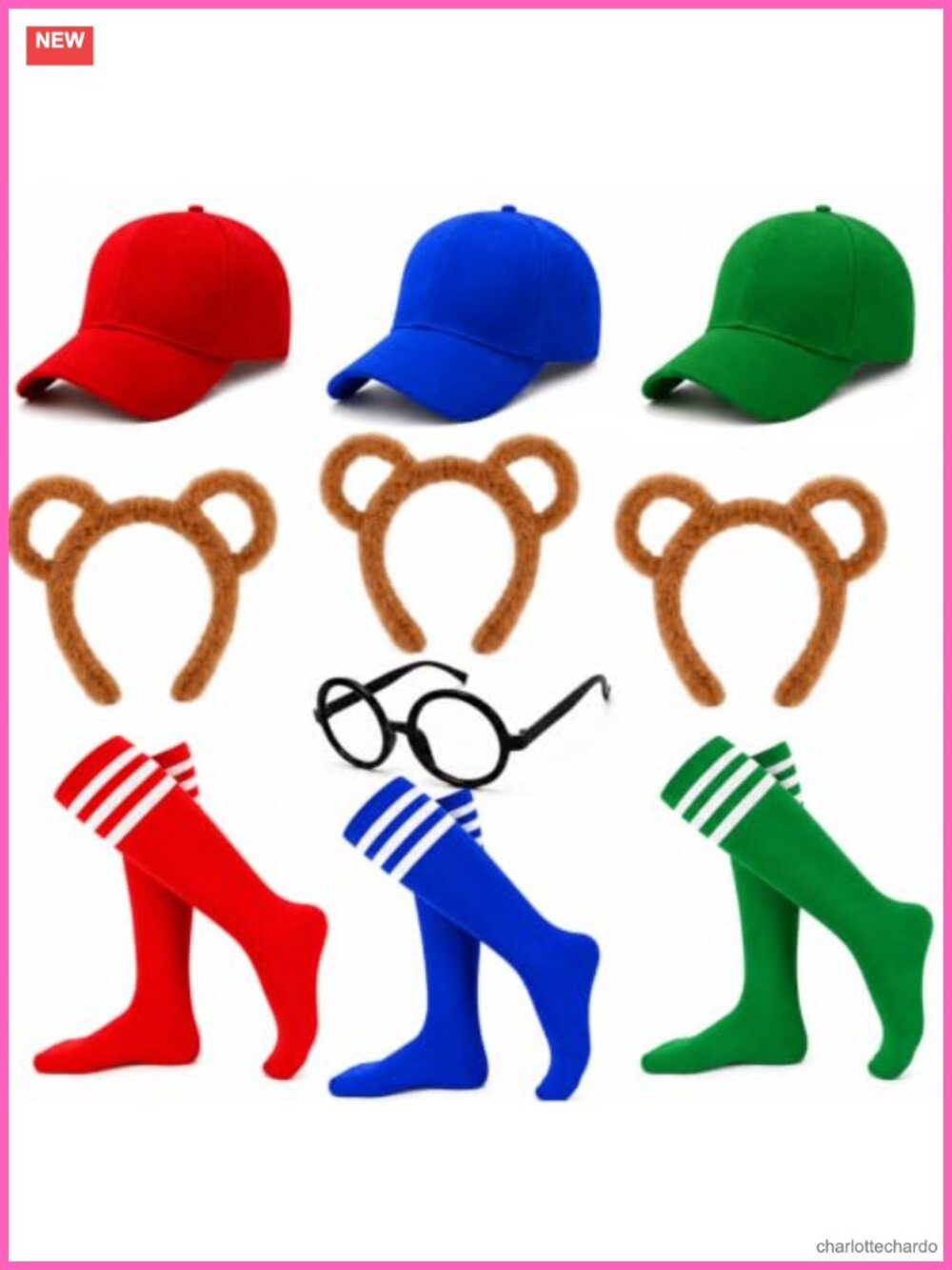 10 Pc Halloween Animal Costume Set Ears Headbands Socks Hats Glasses Party